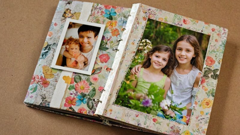 DIY fotoalbum, resirkulerte materialer, håndlagde prosjekter, personlige prosjekter, miljøvennlig kunst