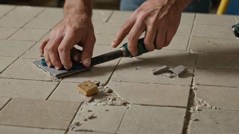 knust flis reparasjon, DIY hjem forbedring, flis installasjon, hjemme vedlikehold, hjem reparasjoner