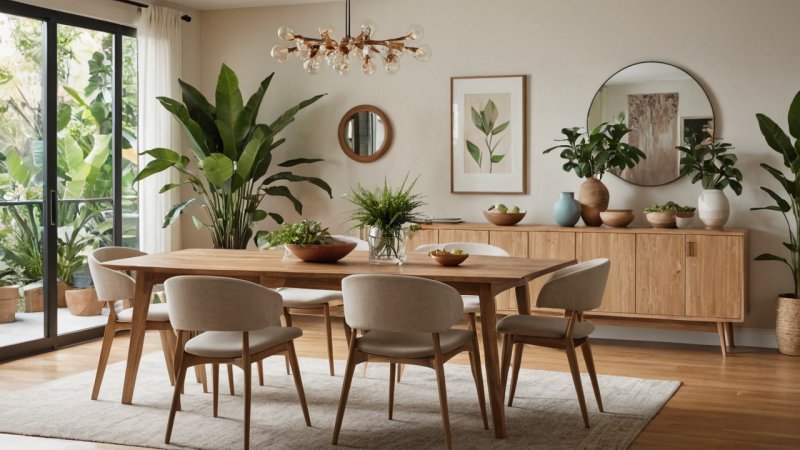 moderne spisestue, naturlige materialer, hjemforbedring, bærekraftig design, interiørdekor