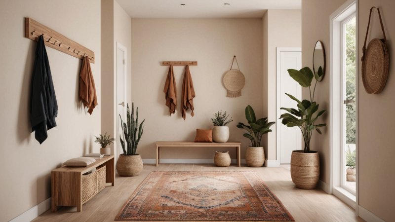 minimalistisk design, bohemsk stil, ganginnredning, hjemmeforbedring, funksjonelt design
