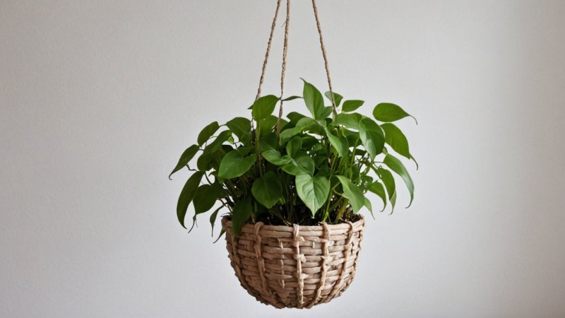 DIY, hengekorg, planter, interiør, forbedring av hjemmet