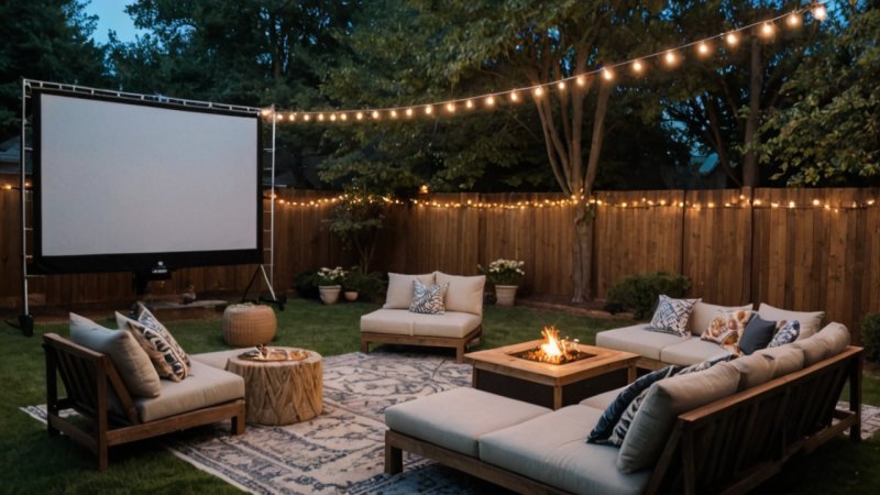 utekino, DIY hagemovie, hjemmeforbedring, hageprosjekter, filmkveldsideer