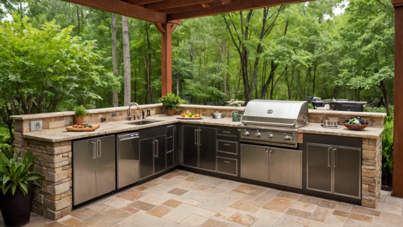 utekjøkken, DIY utekjøkken, hjemmeforbedring, hagerenovering, utendørs oppholdsrom