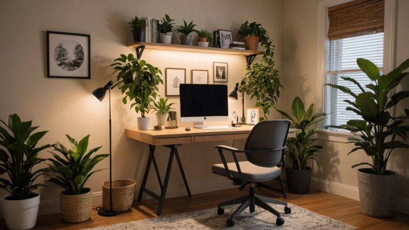 DIY kontorplass, arbeidsplass hjemme, kontoroppsett, ergonomiske møbler, hjemforbedring