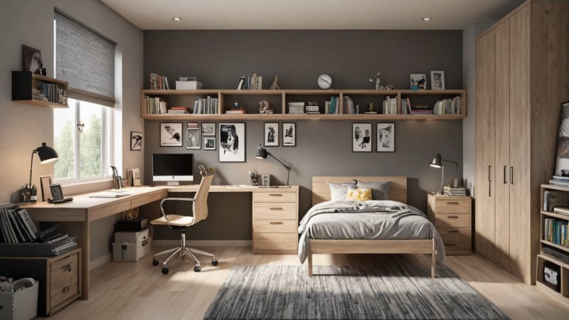 tenåringsrom, funksjonell design, plassoptimalisering, tenåringsbehov, lagringsløsninger