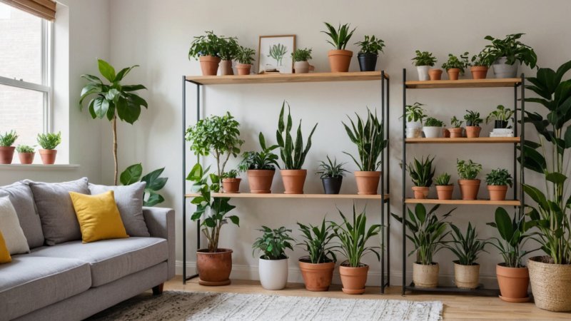 DIY plantehylle, hjemforbedring, interiørdesign, plantepleie, hjemmedekor