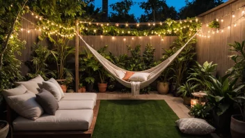 hengekøye, hage, utendørs plass, avslapning, hjemmeforbedring