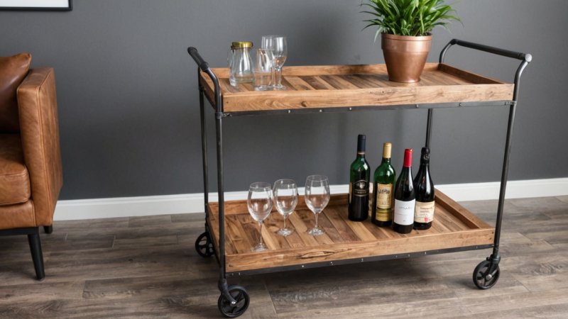 DIY barvogn, tre vs metall, hjemmeforbedring, interiørdesign, møbeldesign, oppbevaringsløsninger