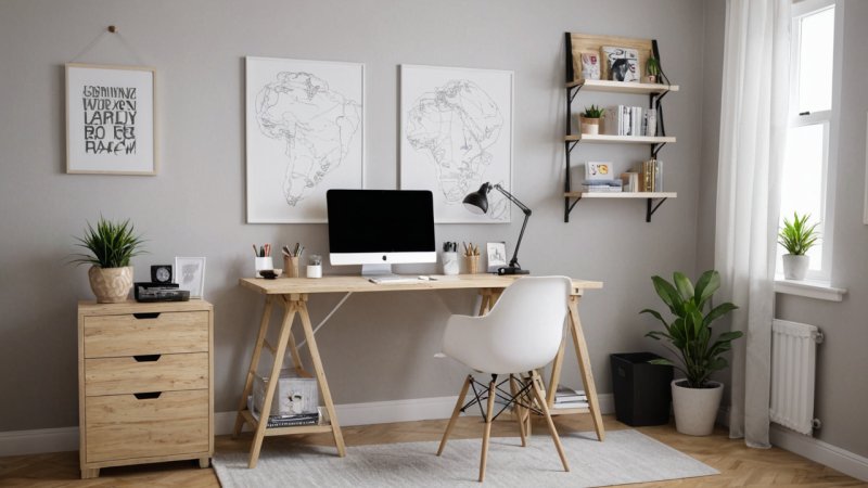 hjemmekontor, kreativt rom, arbeidsplassdesign, produktivitet, interiørdesign